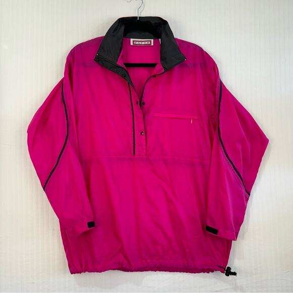 Pacer Vintage Nylon Neon Pink Windbreaker Pullover Jacket Women’s Medium Anorak - Picture 1 of 7